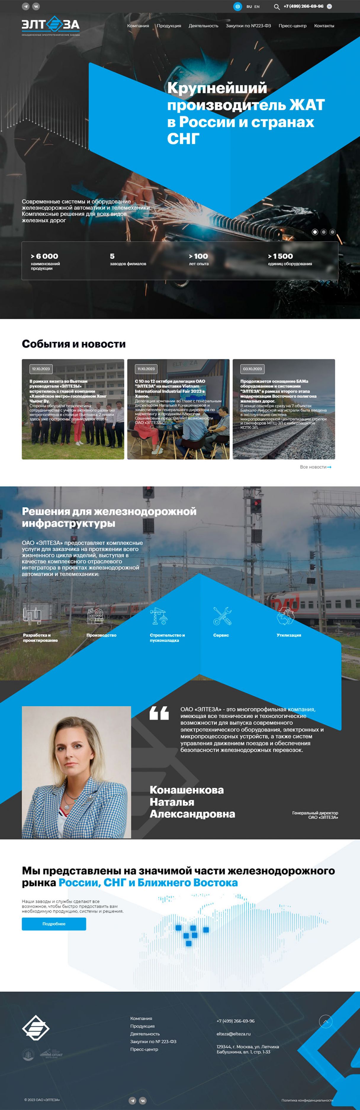 Создание сайта для ОАО «ЭЛТЕЗА» на мониторе