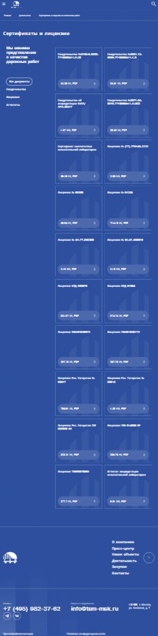 Создание сайта для ООО «ТСМ» на планшете